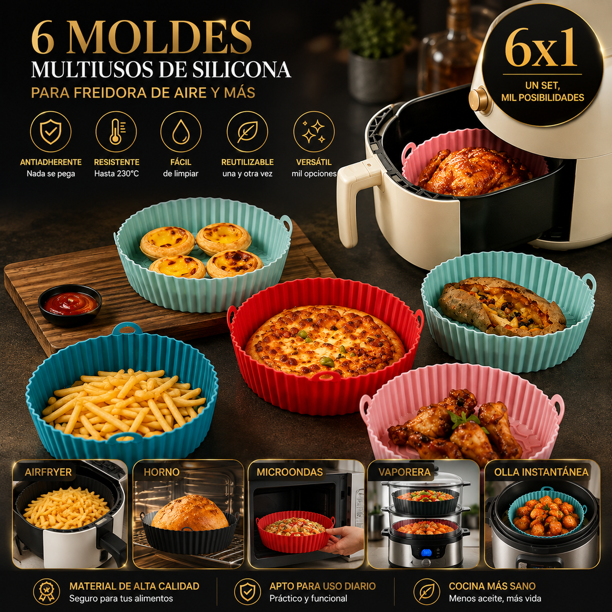 Kit x6 Moldes Multiuso